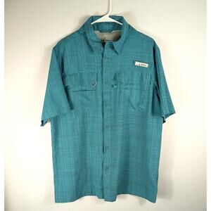 Habit Men’s M Fishing Shirt Scuba Blue Heather UPF 40+ Vented Pockets Outdoor
